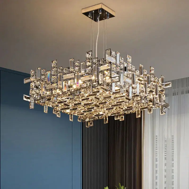 Gold Crystal Chandelier Light Titanium Finish