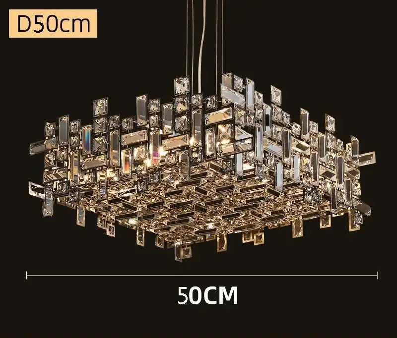 Gold Crystal Chandelier Light Titanium Finish