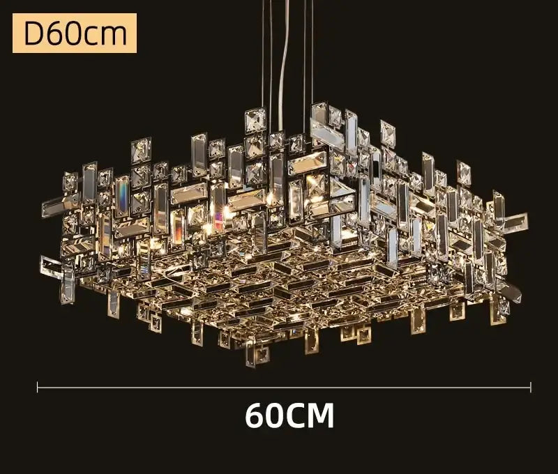 Gold Crystal Chandelier Light Titanium Finish