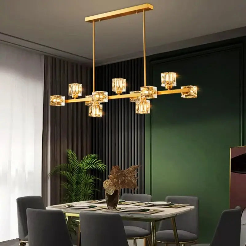 Copper Crystal Dining Chandelier 15-Head
