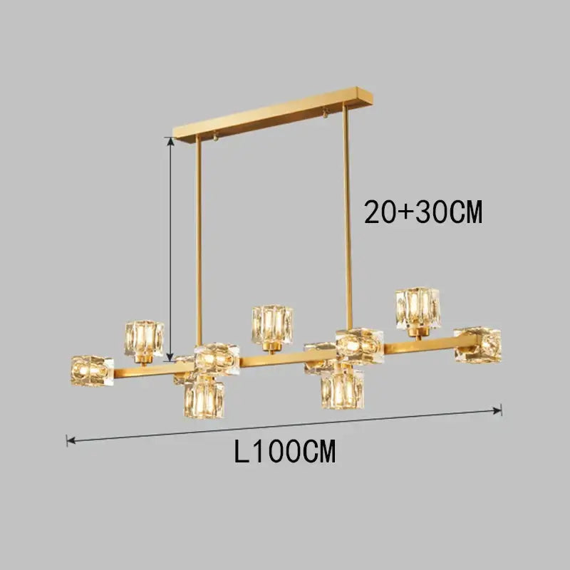 Copper Crystal Dining Chandelier 15-Head