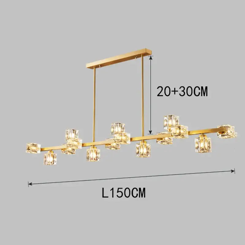 Copper Crystal Dining Chandelier 15-Head