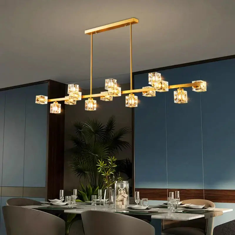 Copper Crystal Dining Chandelier 15-Head