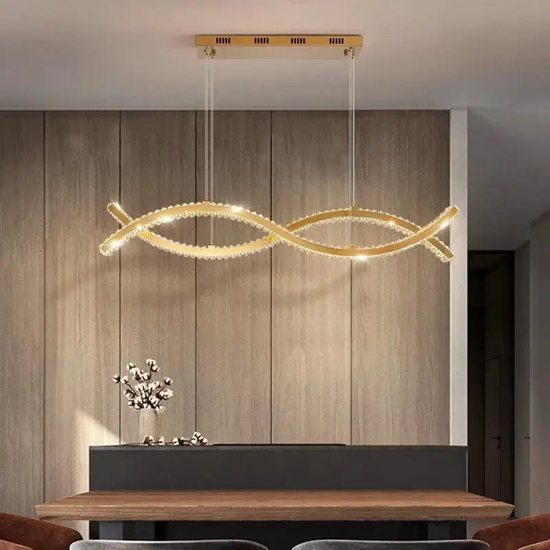 Gold Crystal Chandelier Light 150cm 3-Head