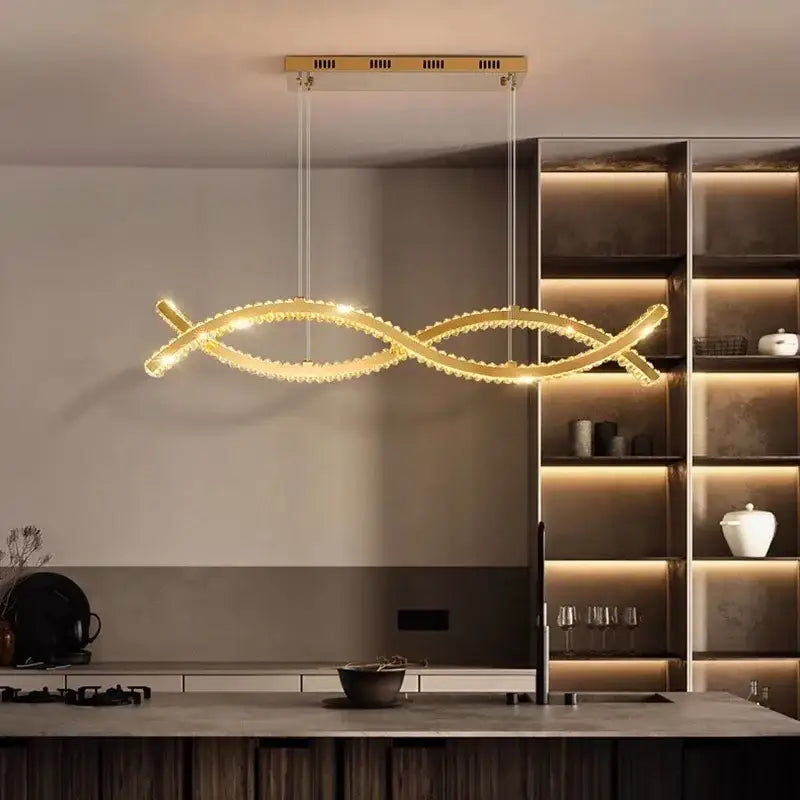 Gold Crystal Chandelier Light 150cm 3-Head