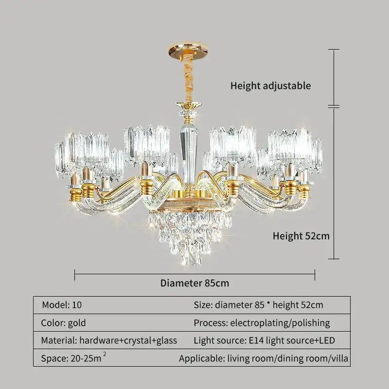 Gold Crystal Chandelier 15-Head Design