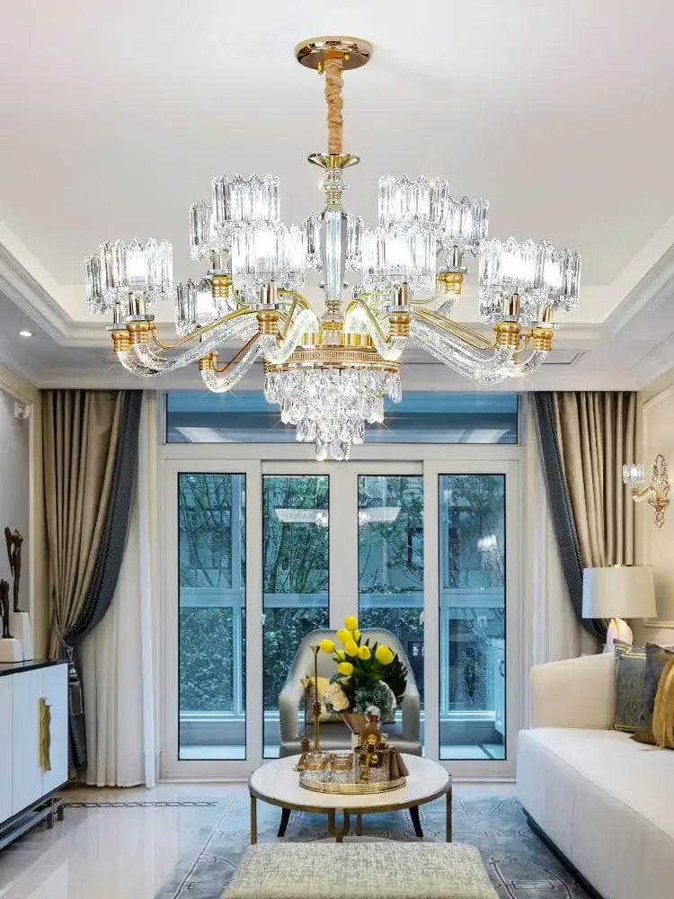 Gold Crystal Chandelier 15-Head Design