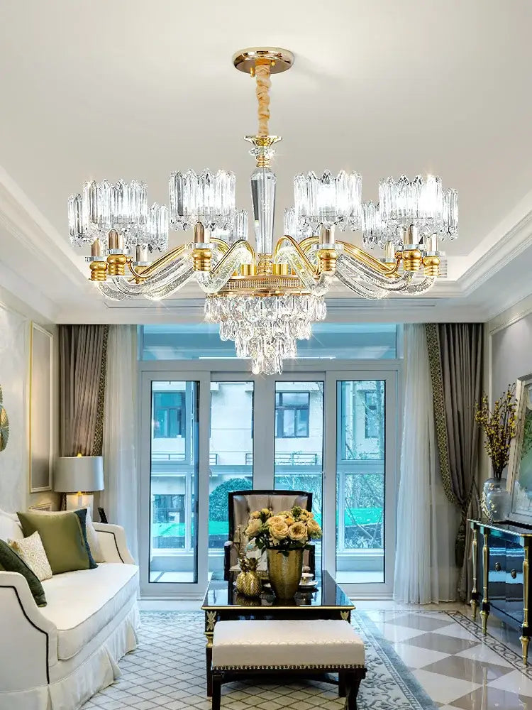 Gold Crystal Chandelier 15-Head Design