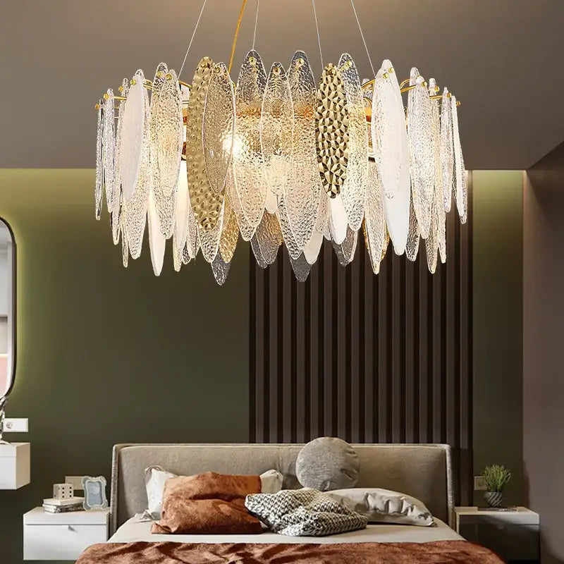 Blue Leaf Crystal Chandelier