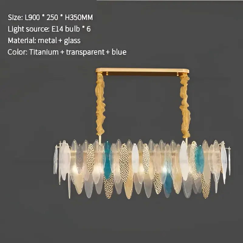 Blue Leaf Crystal Chandelier