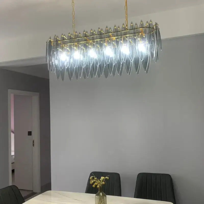 Blue Leaf Crystal Chandelier