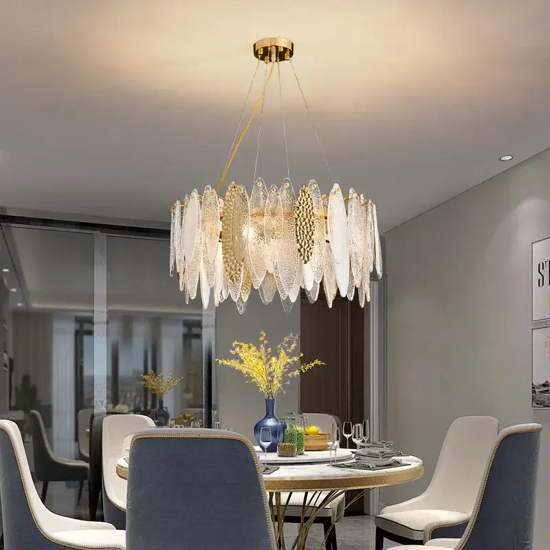 Blue Leaf Crystal Chandelier