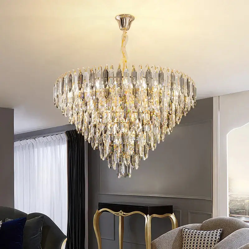 Gold Crystal Chandelier K9 Adjustable Line
