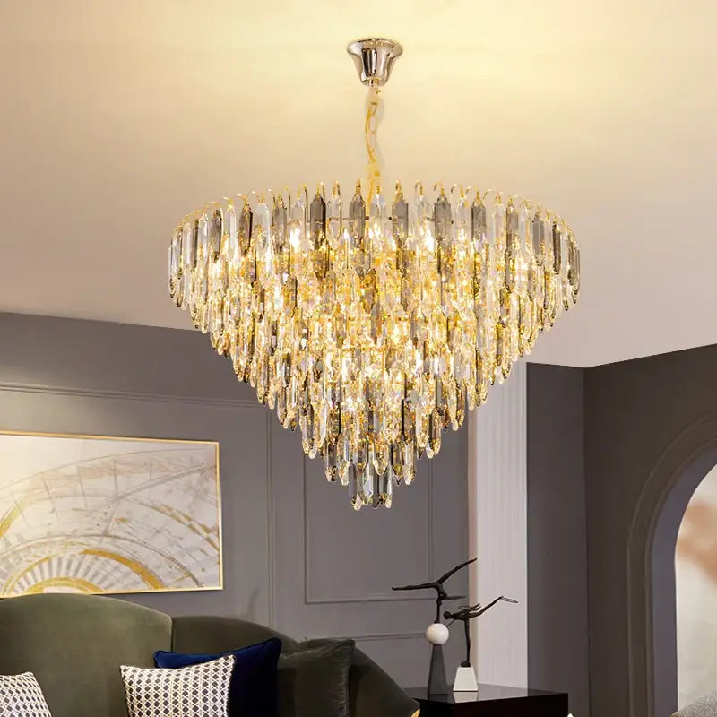 Gold Crystal Chandelier K9 Adjustable Line