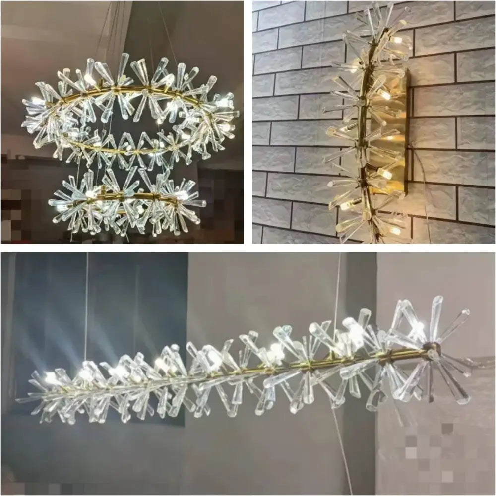 Gold Crystal Ring Multi-Light Chandelier