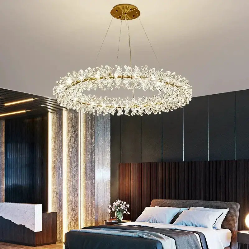 Gold Crystal Ring Multi-Light Chandelier