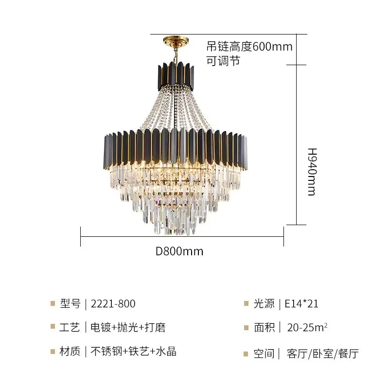 Gold Crystal Living 120cm Villa Chandelier