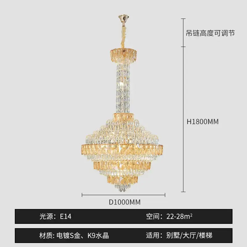 Blue Crystal Iridescent 150cm Chandelier