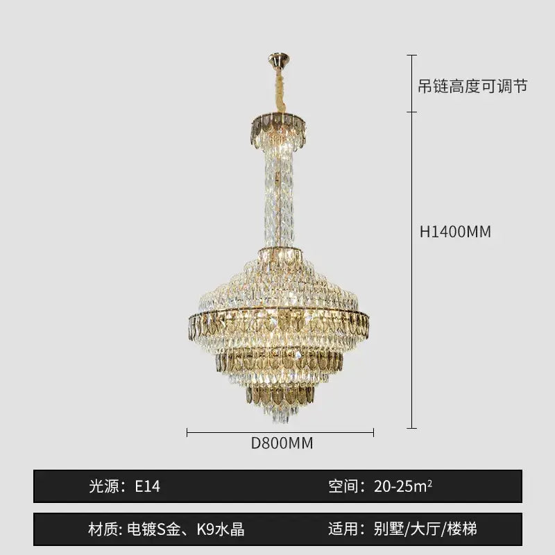 Blue Crystal Iridescent 150cm Chandelier