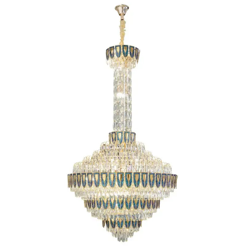 Blue Crystal Iridescent 150cm Chandelier