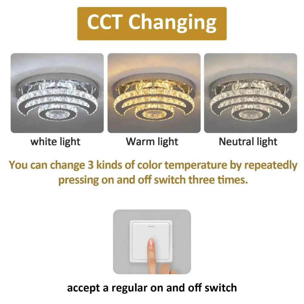 Chrome Crystal 40cm LED Ceiling Light