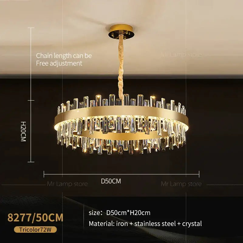 Gold Tiered Crystal 2-Layer 95cm Chandelier