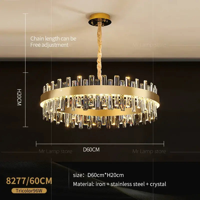 Gold Tiered Crystal 2-Layer 95cm Chandelier