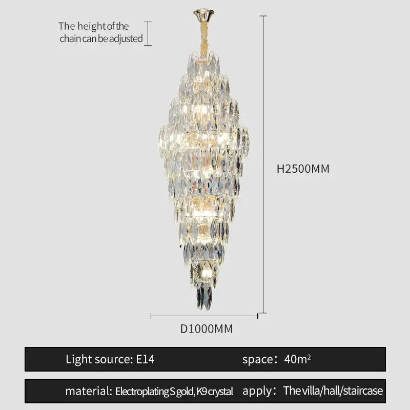 Brass Crystal Chandelier Light