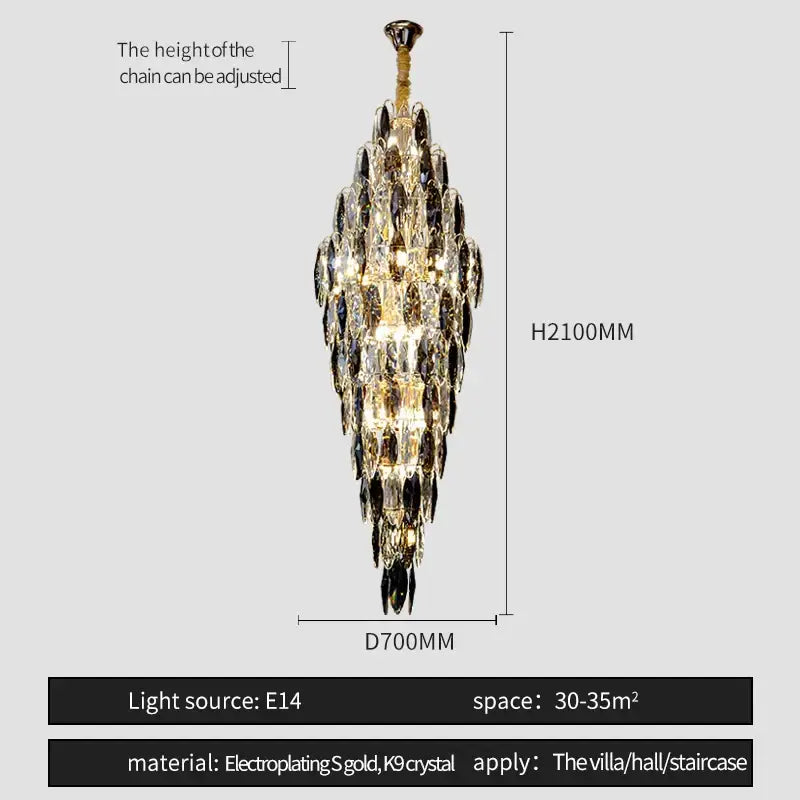 Brass Crystal Chandelier Light