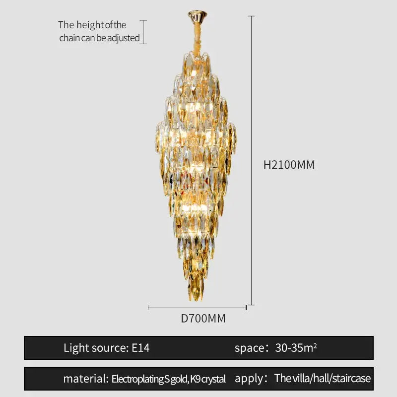 Brass Crystal Chandelier Light