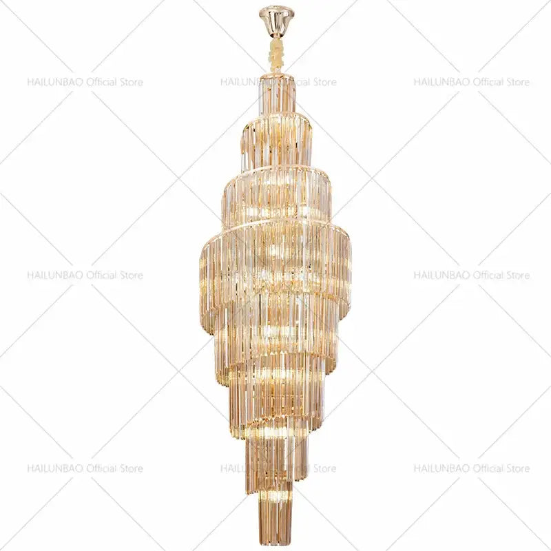 Gold Crystal Spacious-Room Amber Chandelier