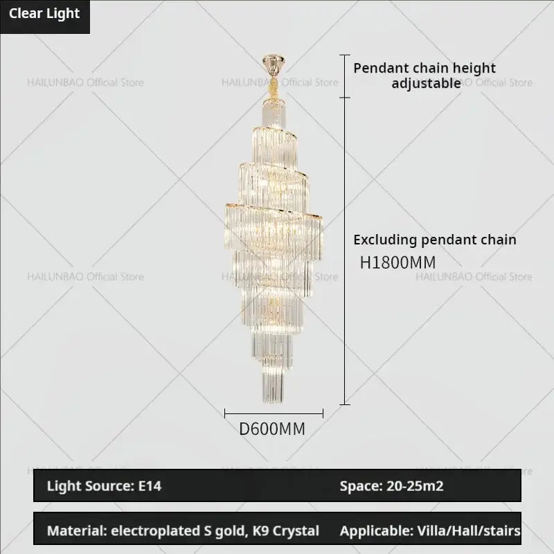 Gold Crystal Spacious-Room Amber Chandelier