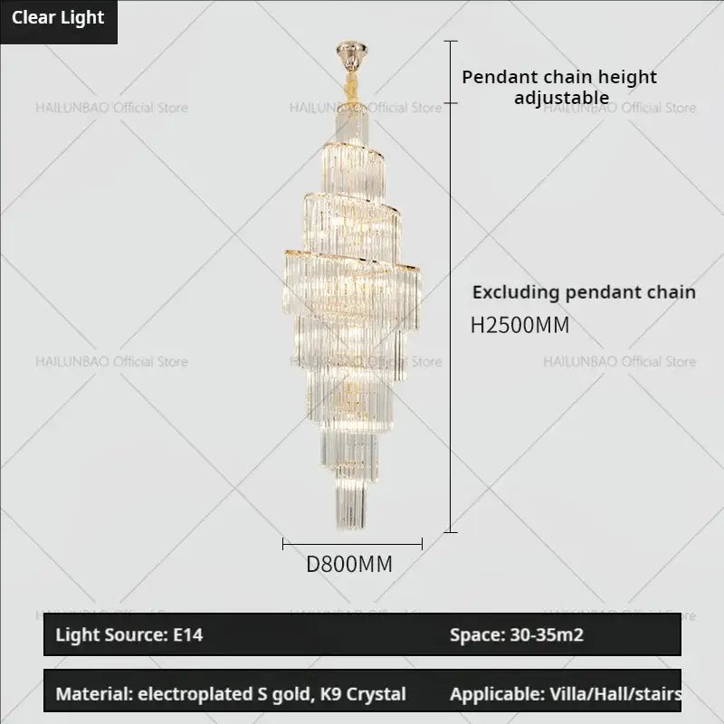 Gold Crystal Spacious-Room Amber Chandelier