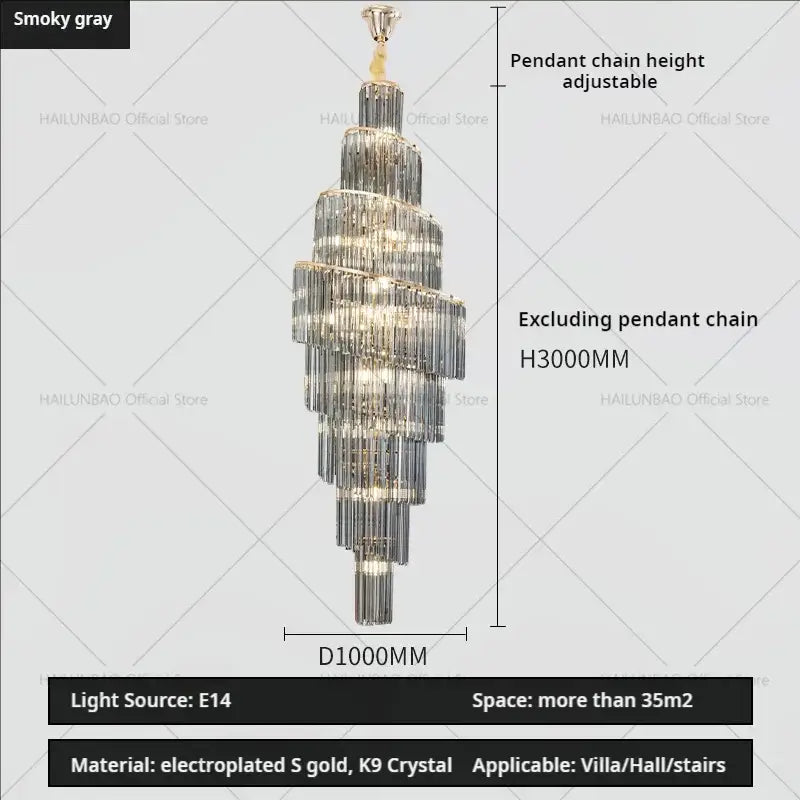 Gold Crystal Spacious-Room Amber Chandelier