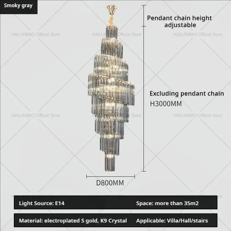 Gold Crystal Spacious-Room Amber Chandelier