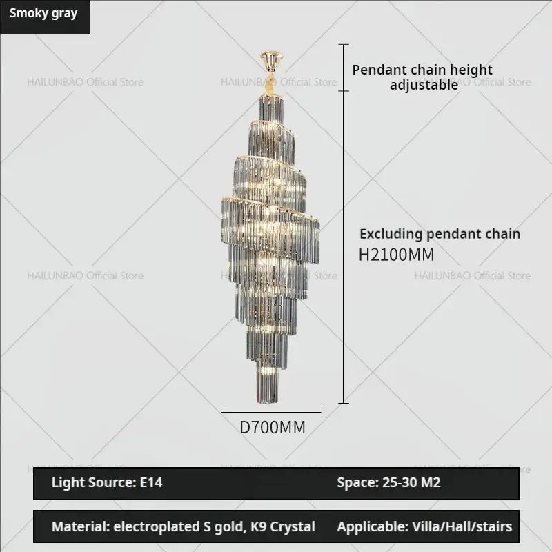 Gold Crystal Spacious-Room Amber Chandelier