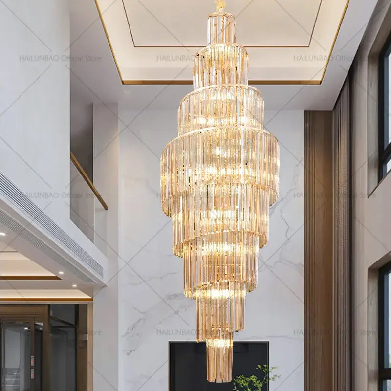 Gold Crystal Spacious-Room Amber Chandelier