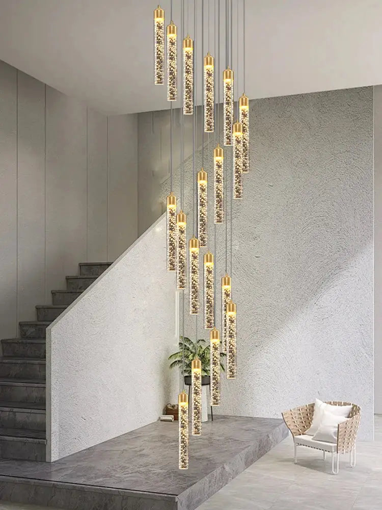 Gold Crystal Dimmable Foyer Chandelier Light