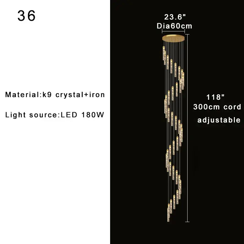 Gold Crystal Dimmable Foyer Chandelier Light