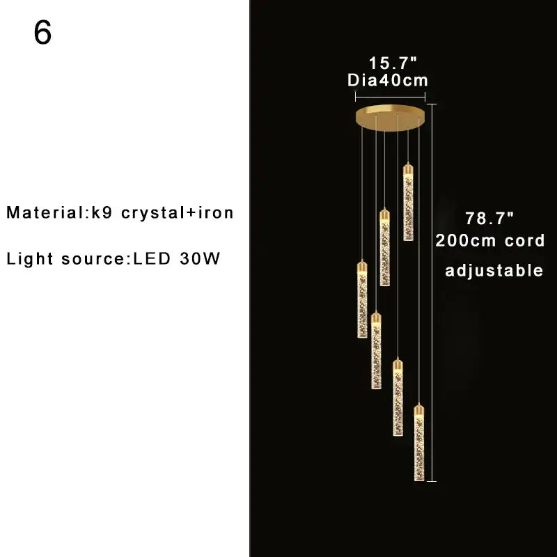 Gold Crystal Dimmable Foyer Chandelier Light