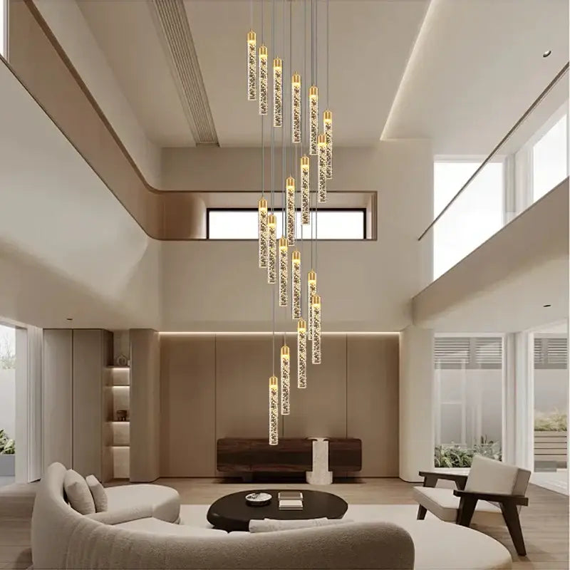 Gold Crystal Dimmable Foyer Chandelier Light
