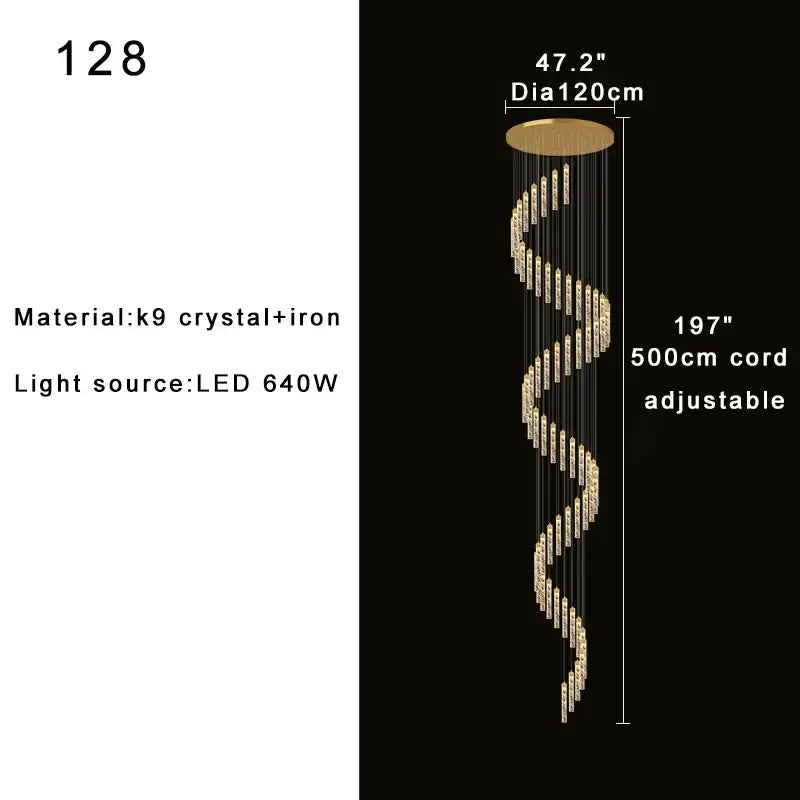 Gold Crystal Dimmable Foyer Chandelier Light