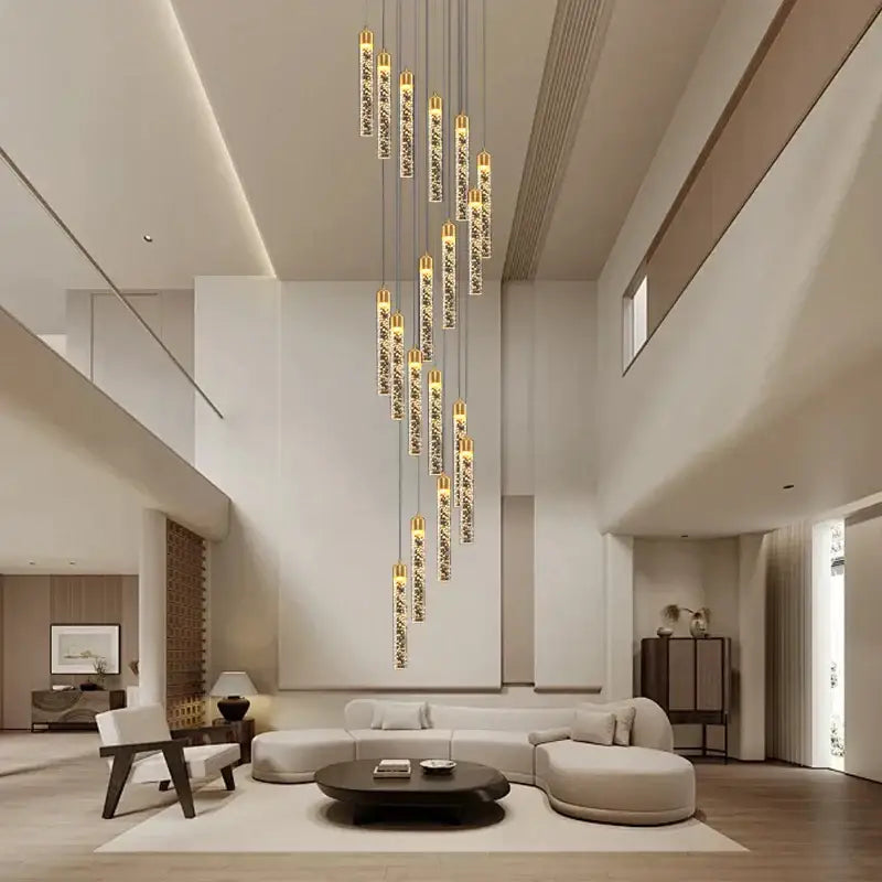 Gold Crystal Dimmable Foyer Chandelier Light