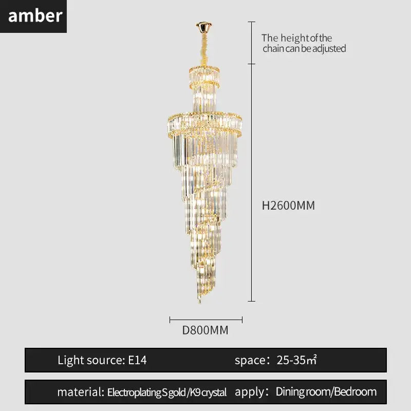 Gold Crystal Chandelier Light Amber Smoky Gray