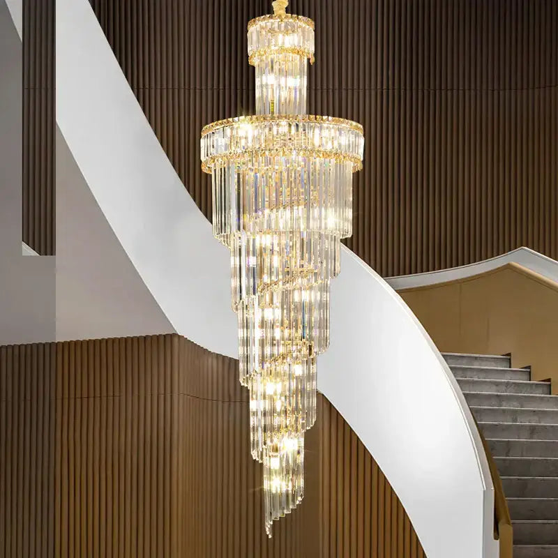 Gold Crystal Chandelier Light Amber Smoky Gray