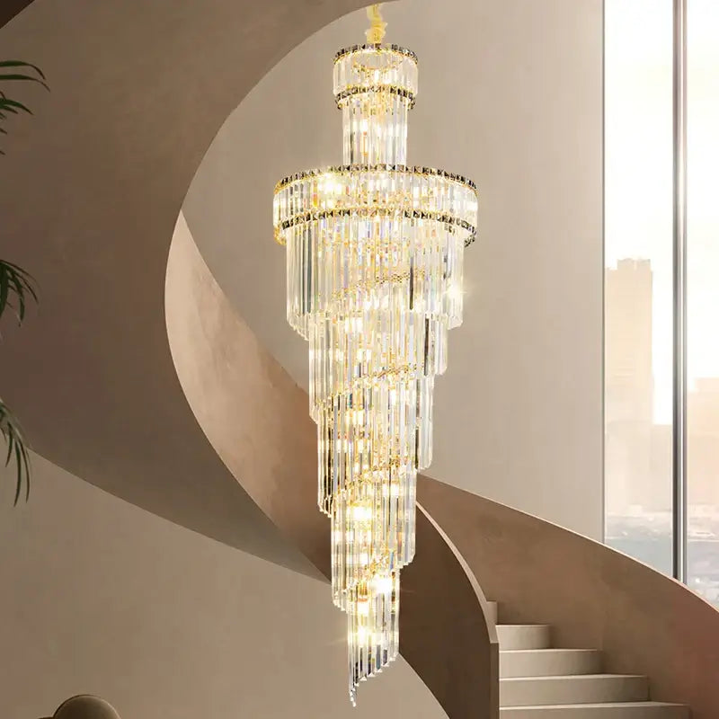 Gold Crystal Chandelier Light Amber Smoky Gray