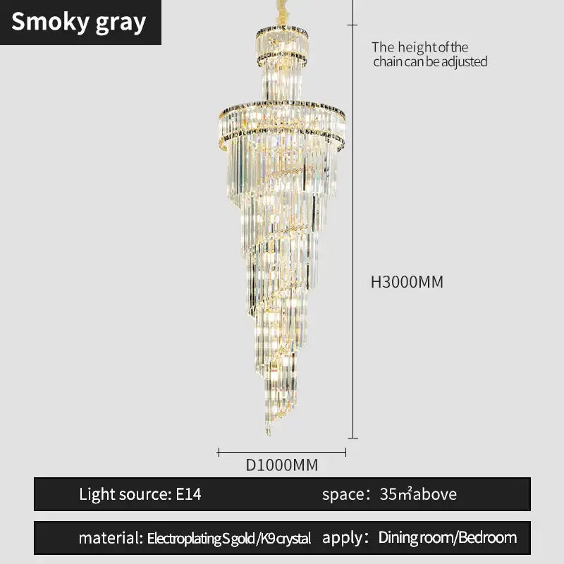 Gold Crystal Chandelier Light Amber Smoky Gray