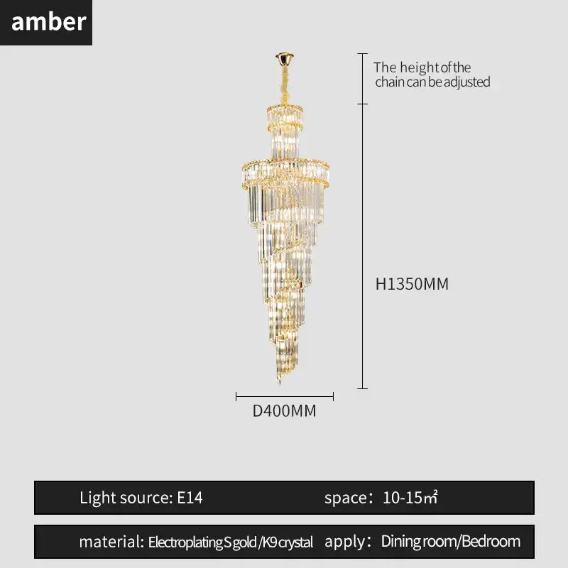Gold Crystal Chandelier Light Amber Smoky Gray