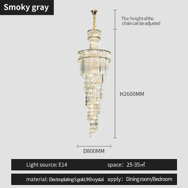 Gold Crystal Chandelier Light Amber Smoky Gray