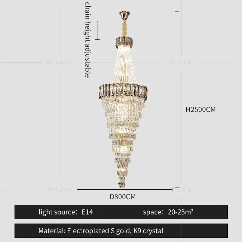 Gold Spiral Living Chandelier Amber Smoke